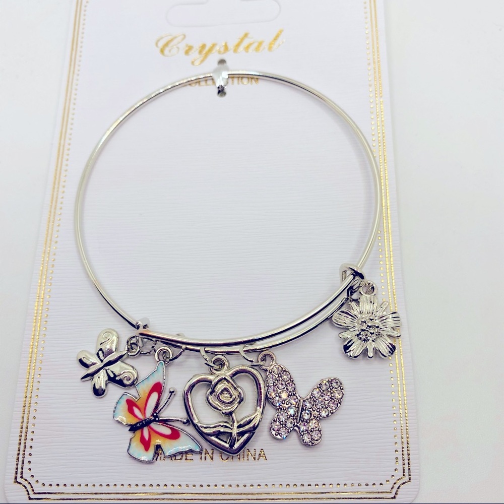 Bracelet Butterfly Crystal in silver tone! PRETTY